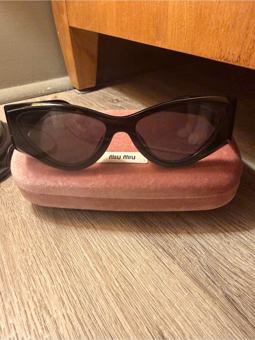 Miu Miu Camel Acetate Cat Eye Sunglasses SMU 06Y Black Ardesia - Picture 11 of 16